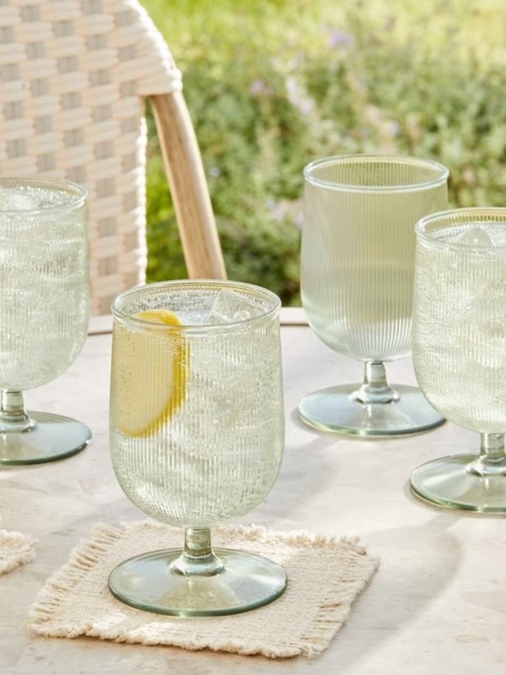 BHG 4pc NWT 4-Piece Green Ribbed Tritan Goblet Set